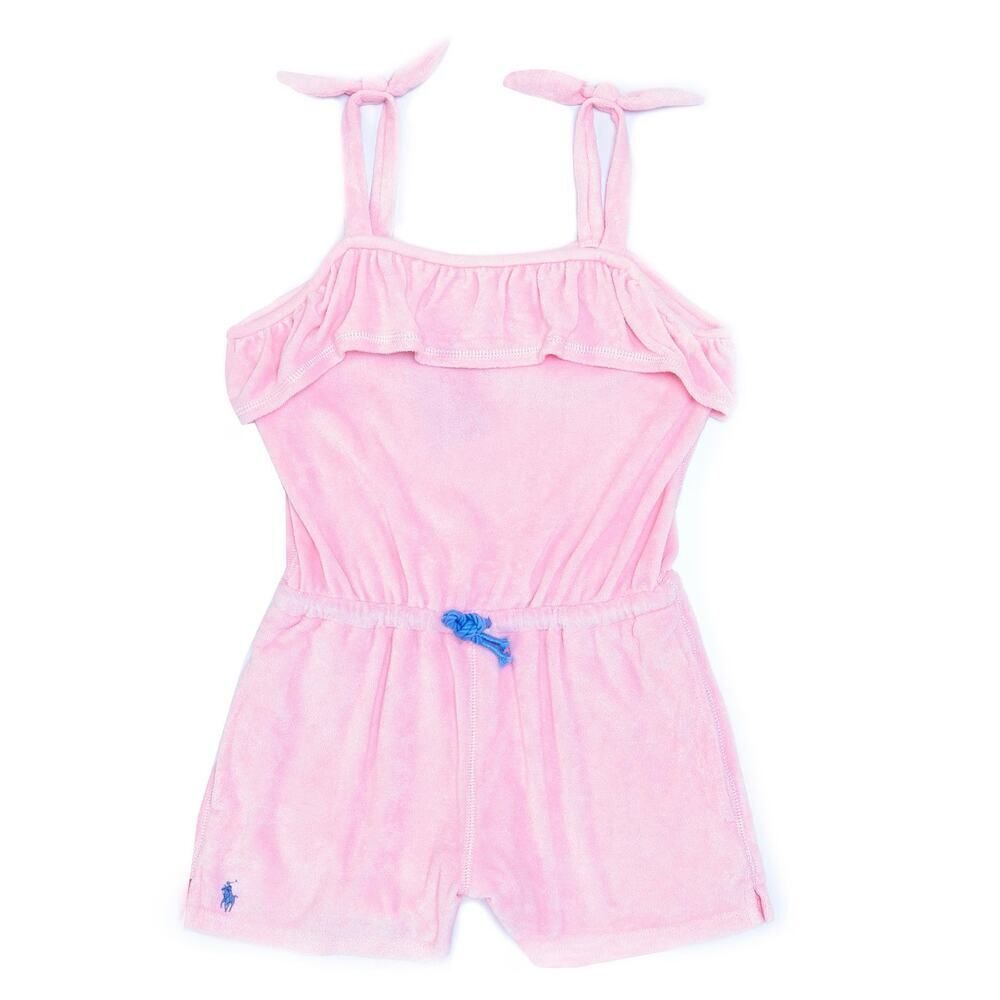 Polo Ralph‎ Lauren Girls Watch Hill Pink Terry Romper Size L(12-14)